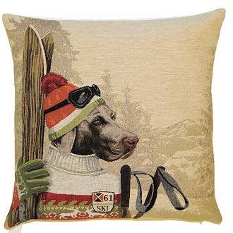 Housse de coussin Weimaraner - Décor nordique - Cadeau ski pour la vente par yapatkwa - art of the loom