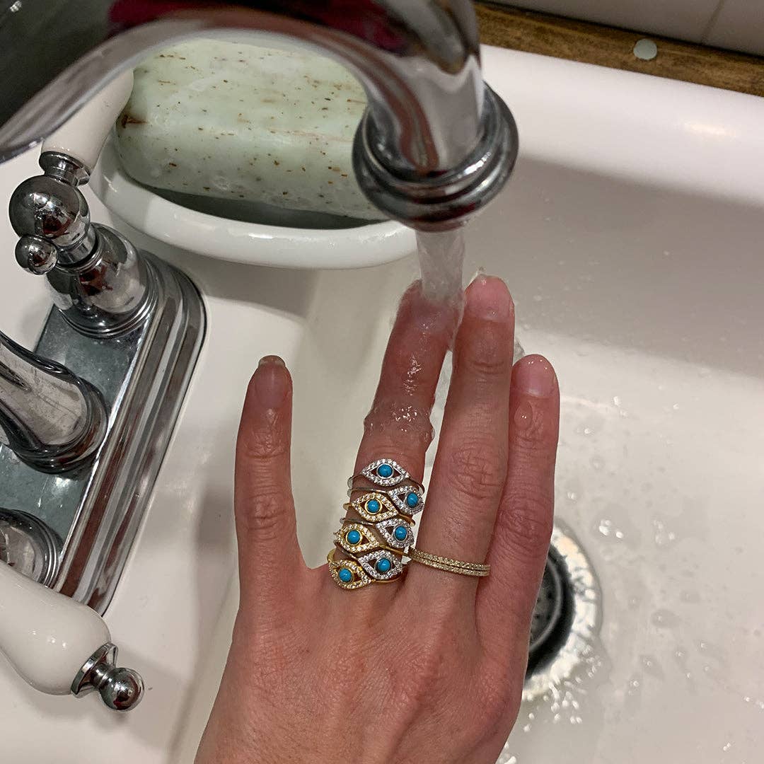 Adornia – Engroshandel Ring med sten – Evil Eye Ring sølv4