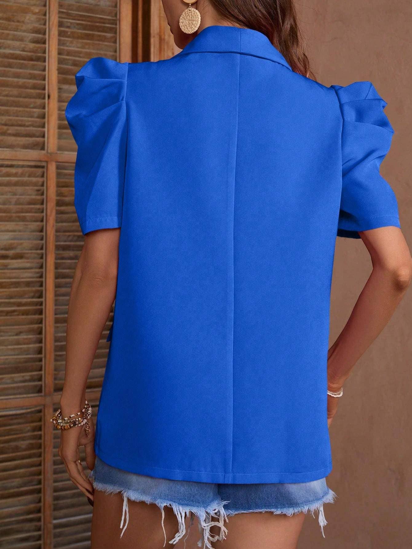 Queen Fashion - Wholesale Blazer - Dames - Blazerjack van kunsthars met inkepingen en pofmouwen26