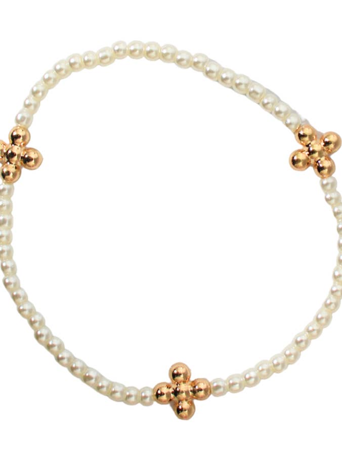 La Croix Cluster - Perle et Or pour la vente par Coco's Beads and Co