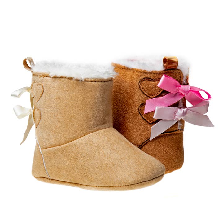 Botas de Menina Laura Ashley em Camurça Sintética Castanha com Laço em Forma de Coração (Bebé) por atacado de Josmo Shoes Inc