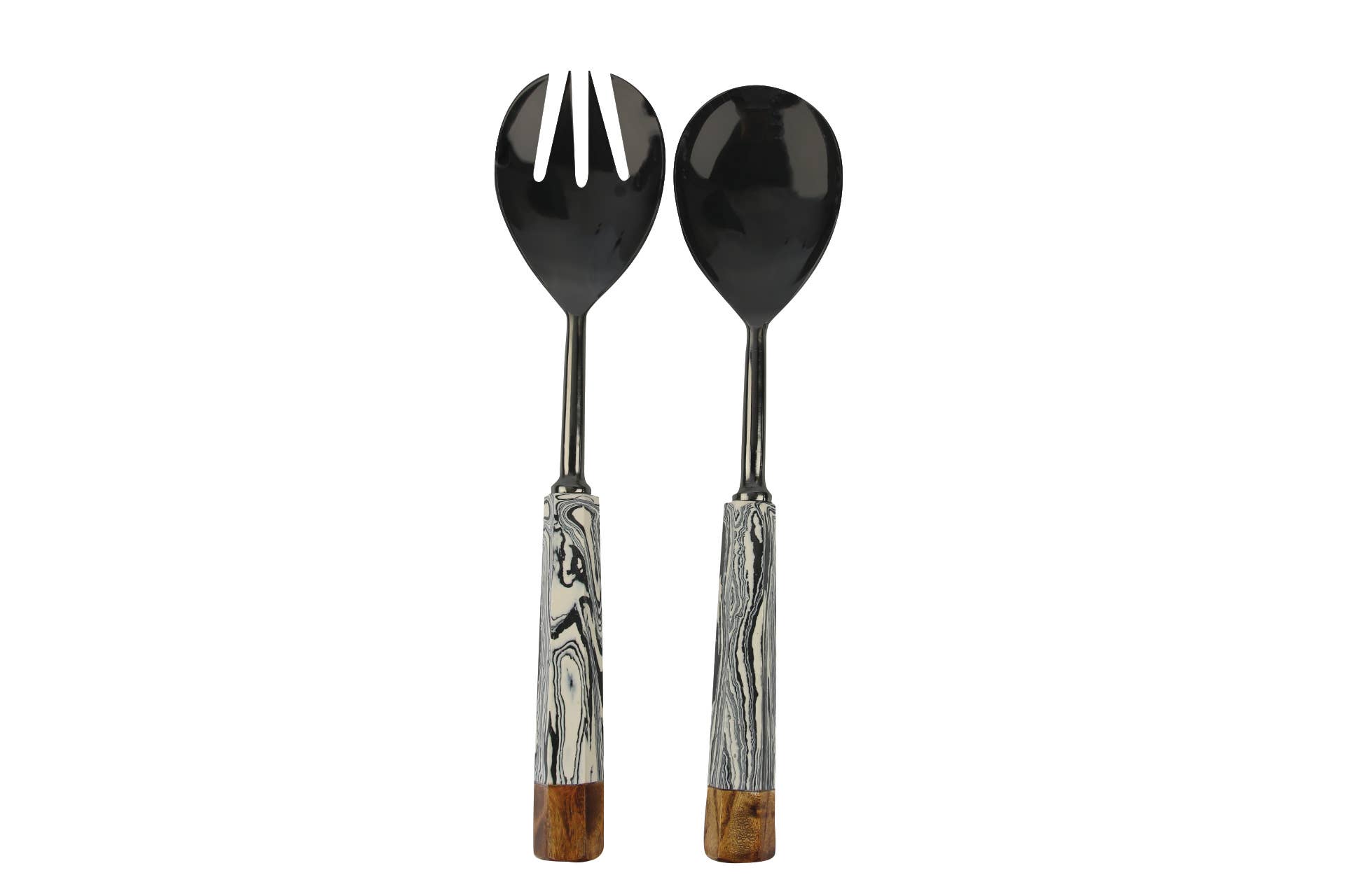 Be Home US - Wholesale Serving Utensil - Zebra Marble & Wood Onyx Serving Set