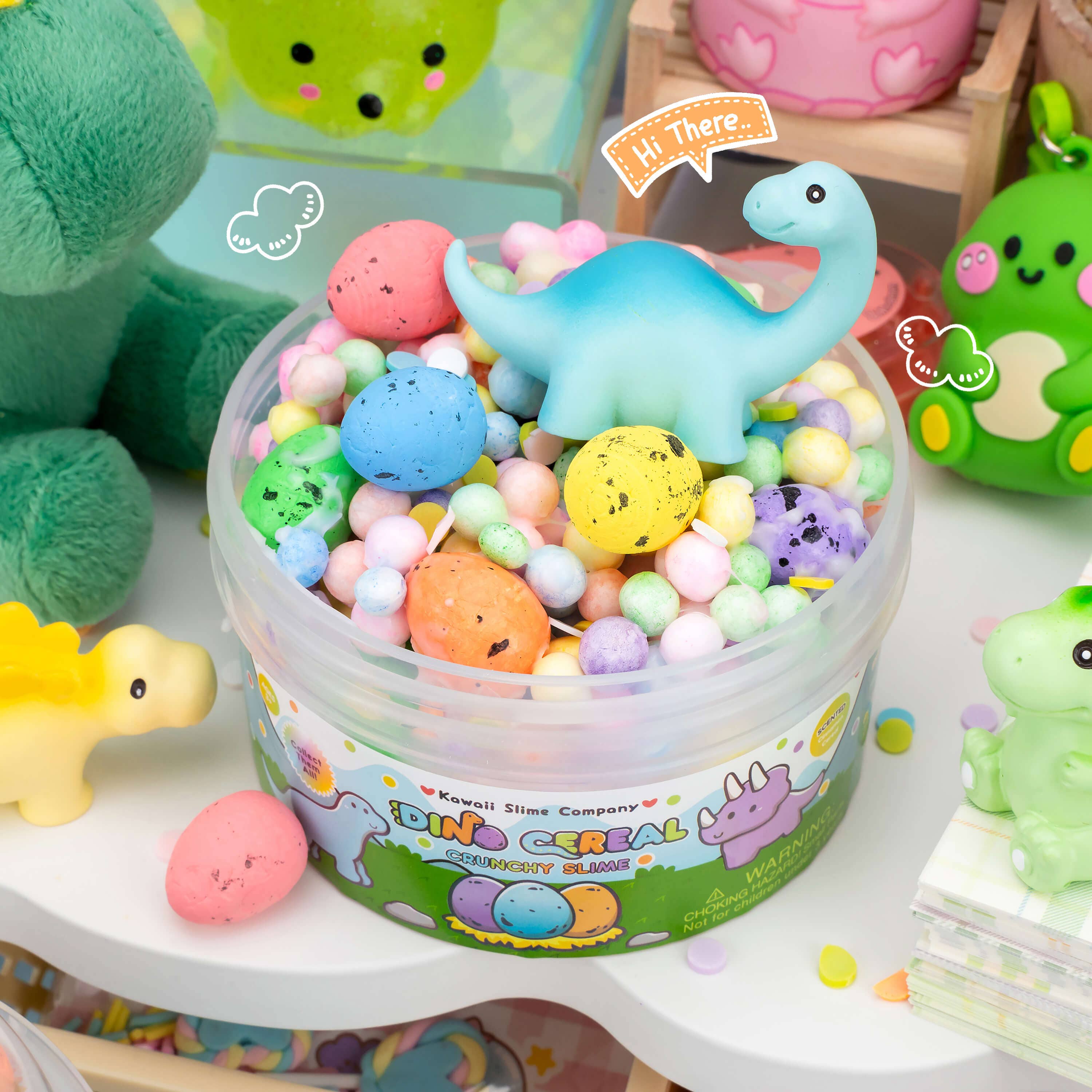 Kawaii Slime Company – wholesale Putty/slime – Child – Dino Cereal Crunchy Slime (4pcs/case)1