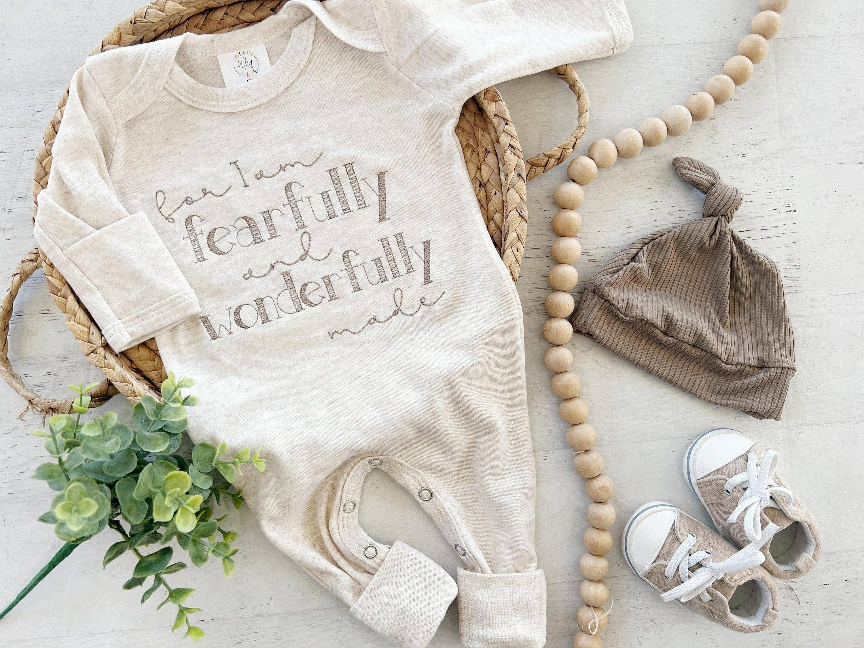 Wonderfully Made - Wholesale Jumpsuit - Baby - Baby Romper | Fearfully and Wonderfully Made - Taupe/Oatmeal1