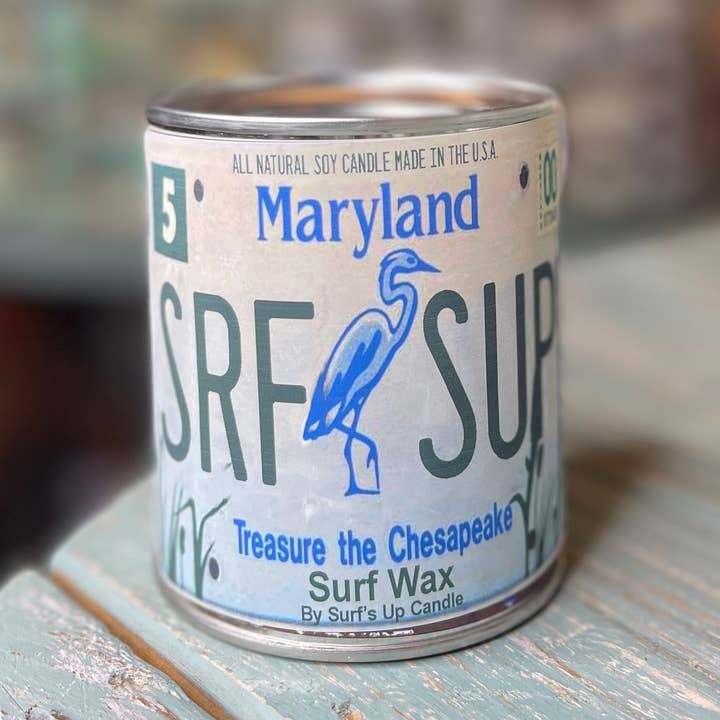 Vela de lata de tinta de placa de licença de por atacado de Surfs Up Candle