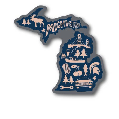 Forma do Estado com Autocolantes de Elementos | Edição Michigan por atacado de Nature Bound Co