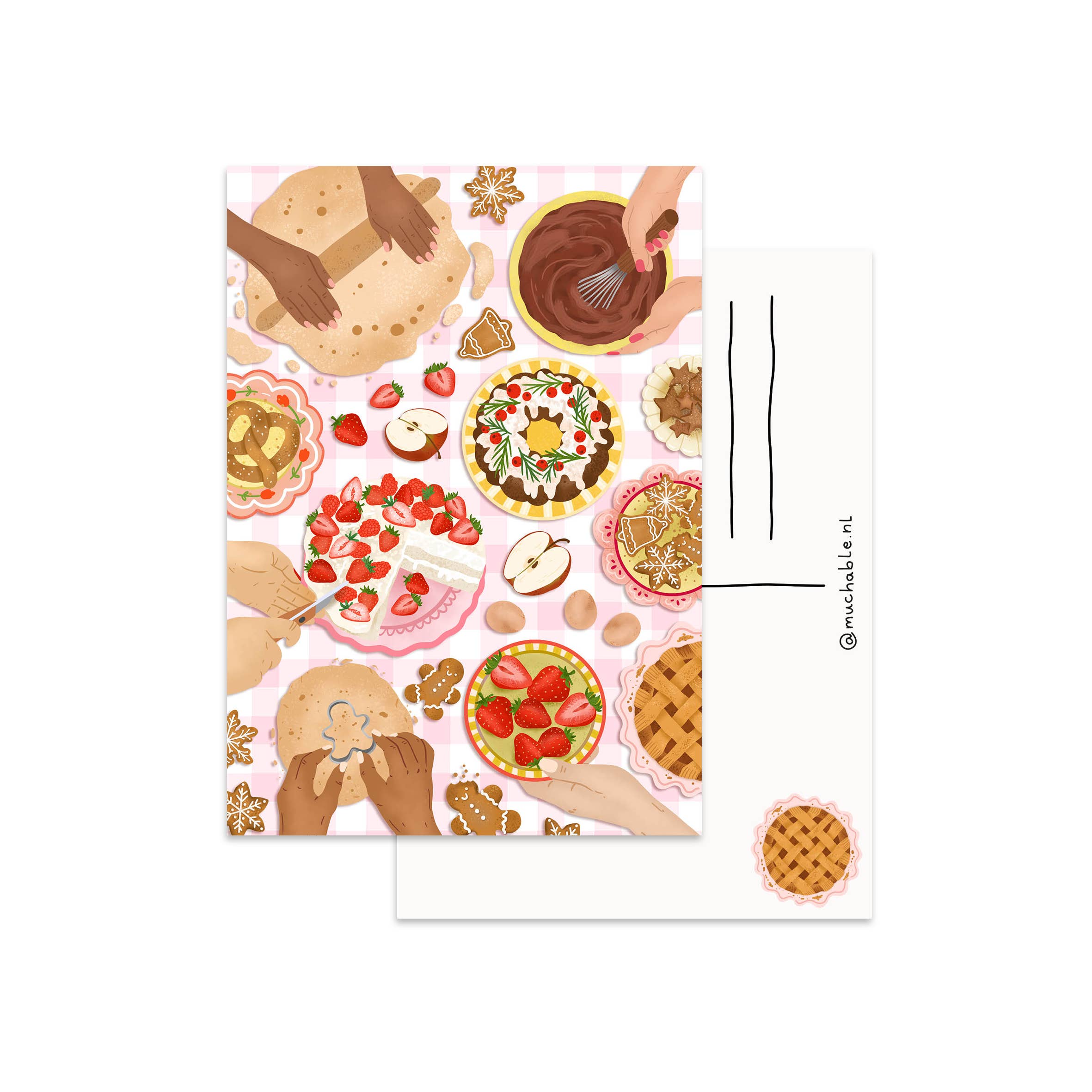 Muchable - Wholesale Christmas Card - Christmas card illustration - Christmas card - baking cookies