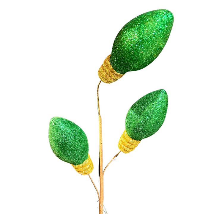 David Christopher's Collection - Wholesale Christmas Decoration - Glitter Light Bulb Spray x 3 - Green 26”