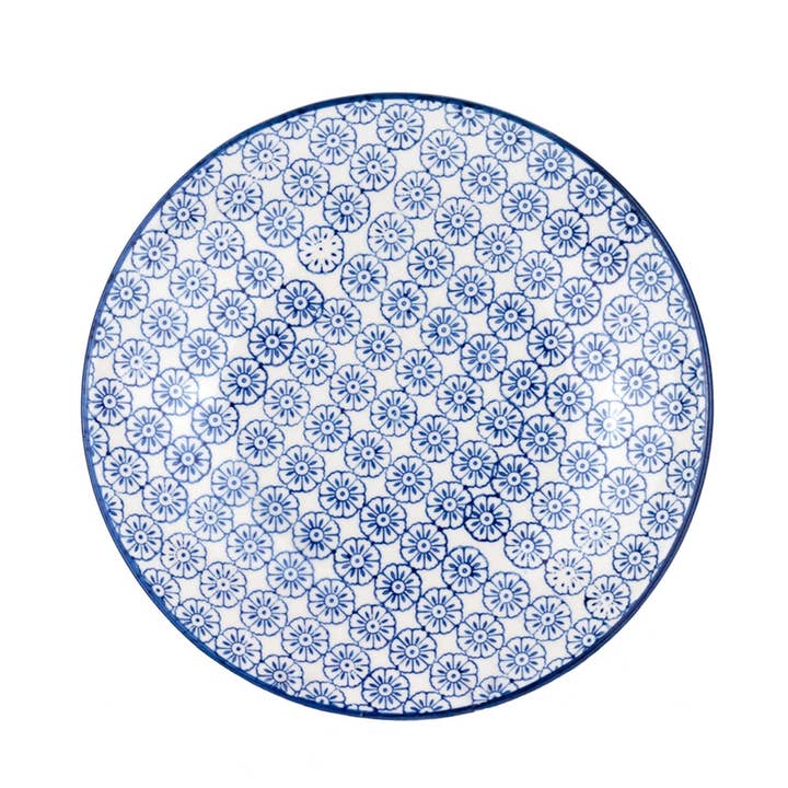 Nicola Spring Patterned Dessert Side Plate 180mm Blue Flower for wholesale by Rinkit Ltd