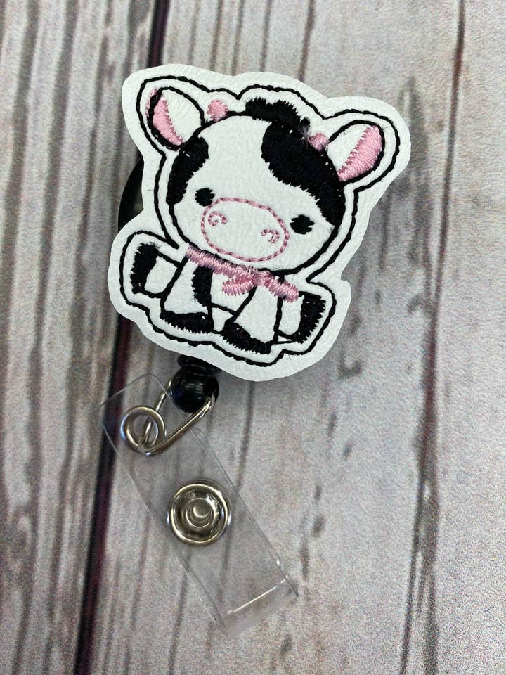 Cow Personalized Badge Reel, Custom Nurse Retractable for wholesale by Grandmommy’s Threads