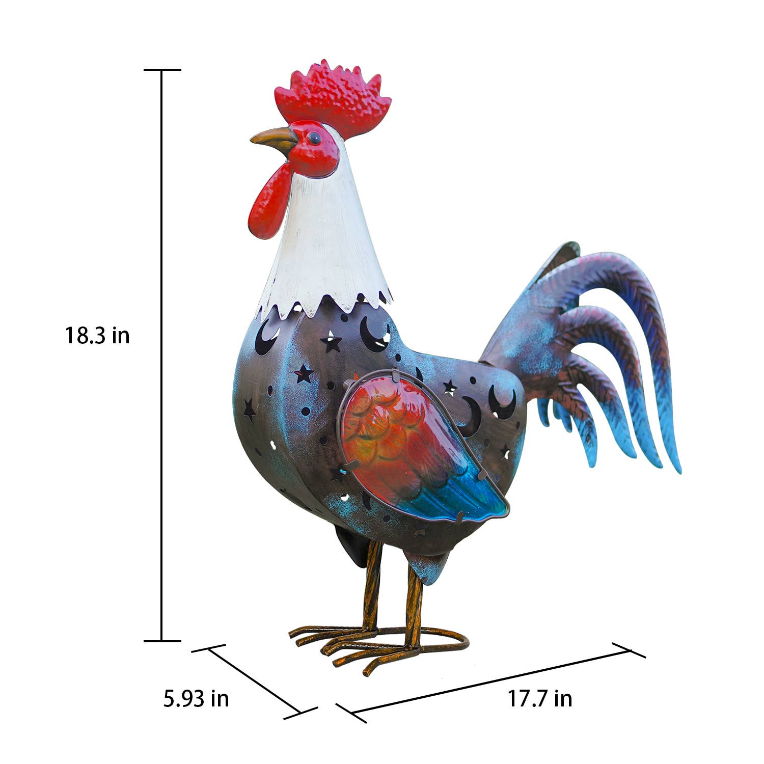 Liffy - Wholesale Outdoor Ornament/Decor - Solar Rooster Metal Garden Statue for Outdoor Yard Decor7