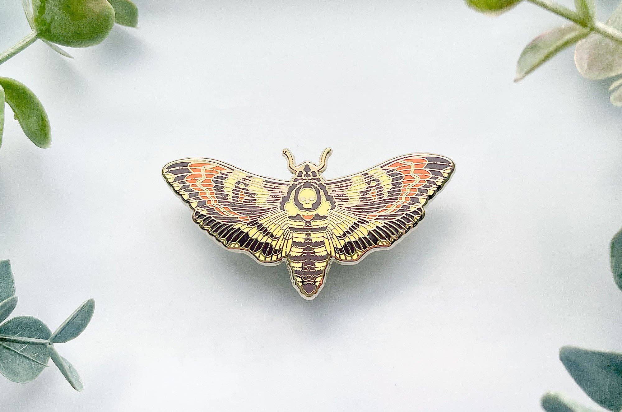 Alum and Ink - Wholesale Lapel Pin/Button - Death's Head Hawkmoth (Acherontia lachesis) Enamel Pin4