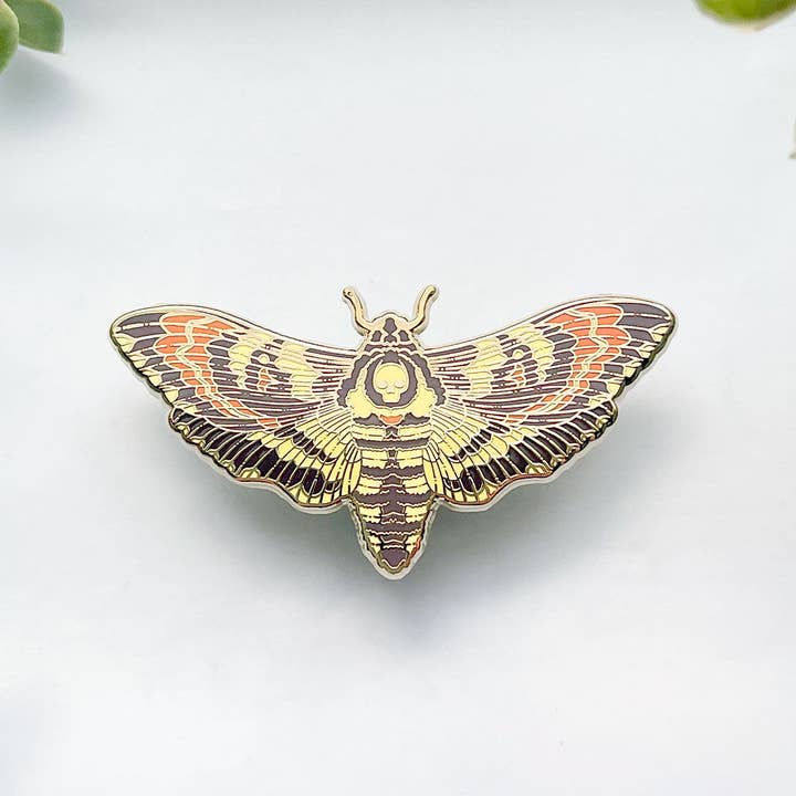 Alum and Ink - Wholesale Lapel Pin/Button - Death's Head Hawkmoth (Acherontia lachesis) Enamel Pin4