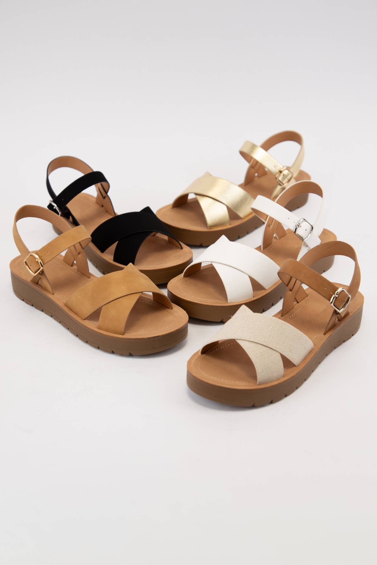 CCOCCI - Wholesale Sandals - Women's - CHESTER CRISSCROSS UPPER SANDALS WITH ANKLE STRAP11
