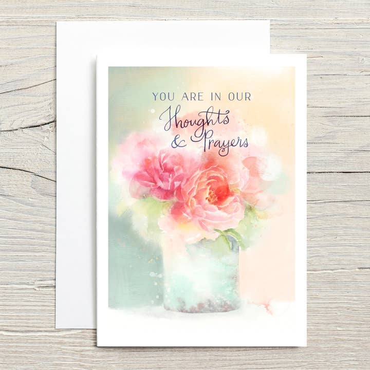 Carte de condoléances florale "Pensées & Prières" pour la vente par Christy Obalek Illustration