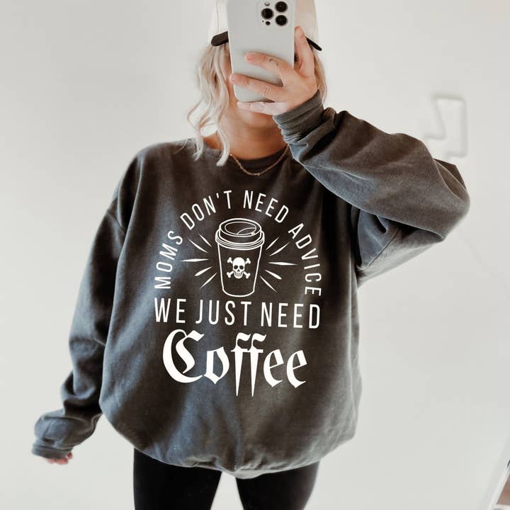 Moms Need Coffee Sweatshirt - Pepper for wholesale by Sweetees Apparel
