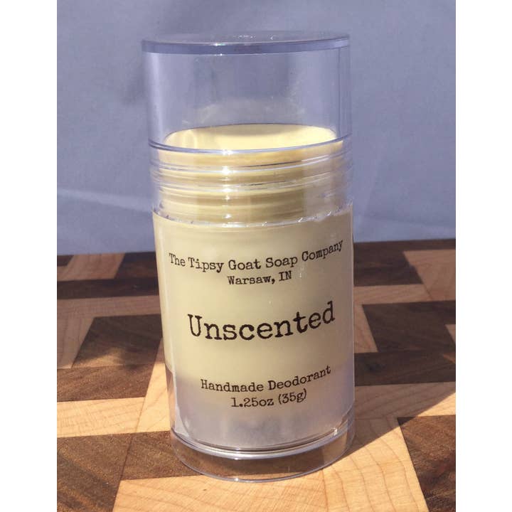 Déodorant artisanal nu (non parfumé) pour la vente par The Tipsy Goat Soap Company