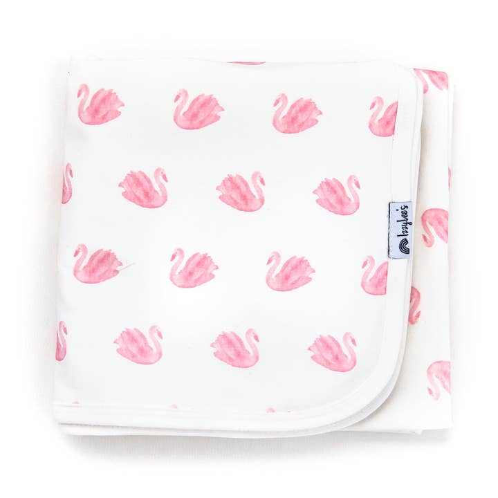 Blush Swan Organic Blanket for wholesale by IzzyLee's