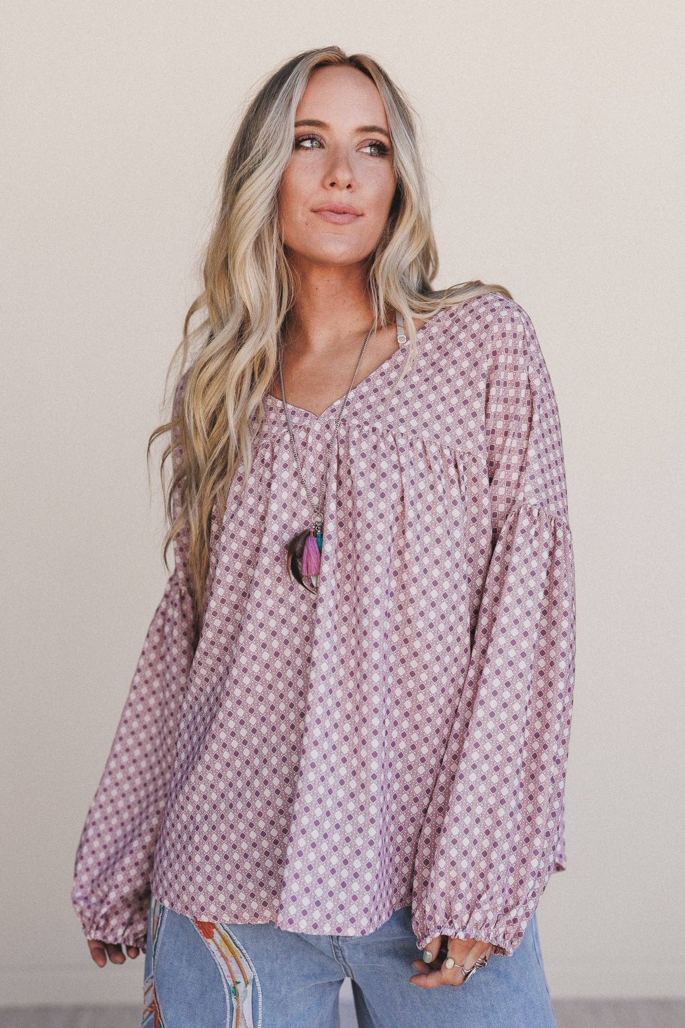 Rouge Haut imprimé Kendrix - Bordeaux en vente sur Faire3