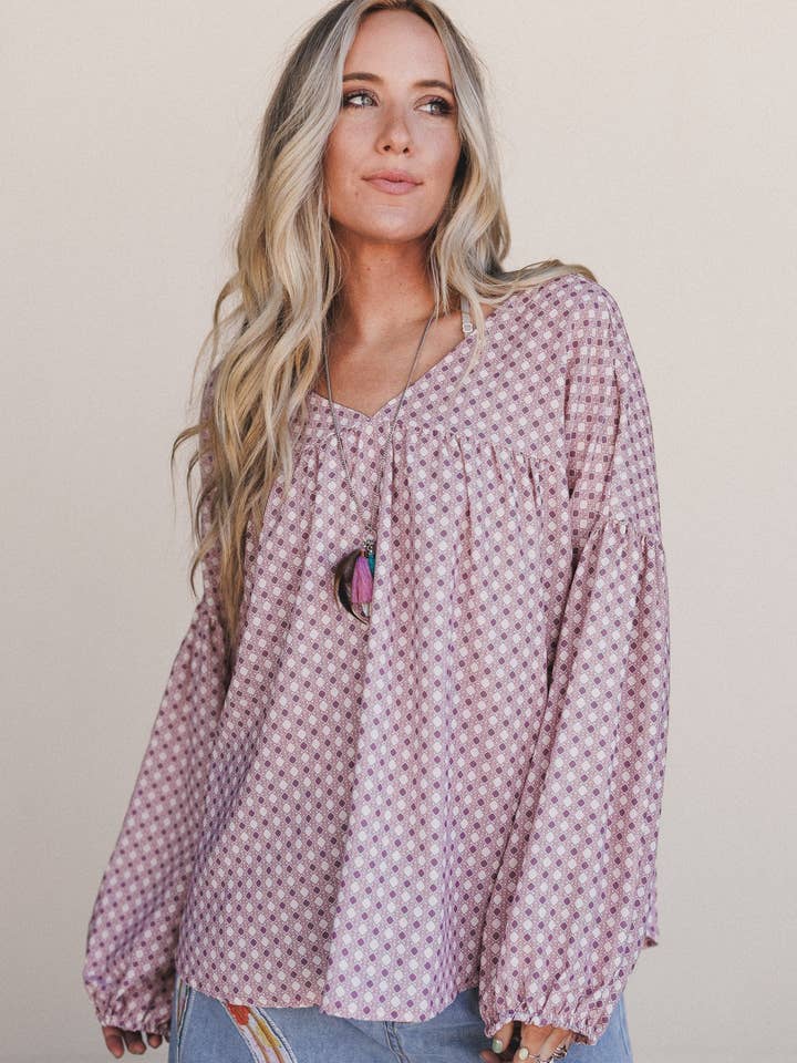 Rouge Haut imprimé Kendrix - Bordeaux en vente sur Faire3