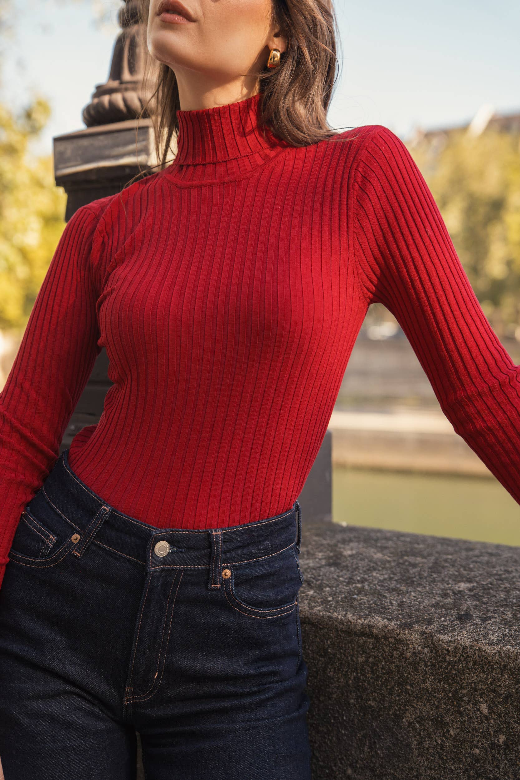 jw.atelier - Vendita all'ingrosso Maglione tricot - Donna - Maglione dolcevita a coste in seta elasticizzata15