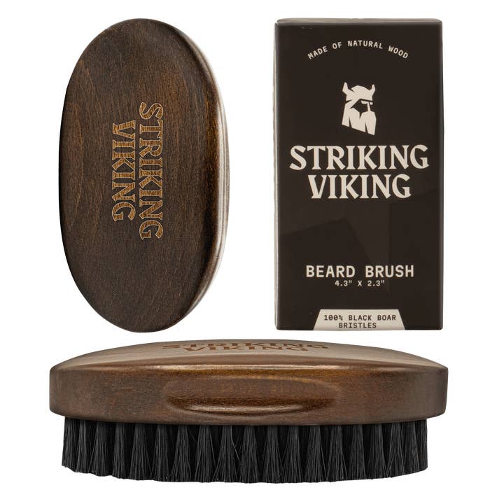 Boars Hair Beard Brush for Men - Beach Wood for wholesale by Striking Viking