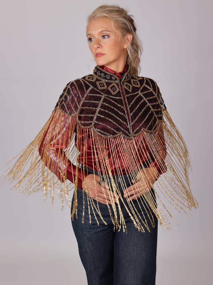 Urban Cowgirl - Beaded Cape Gold for wholesale by Lavender Sky