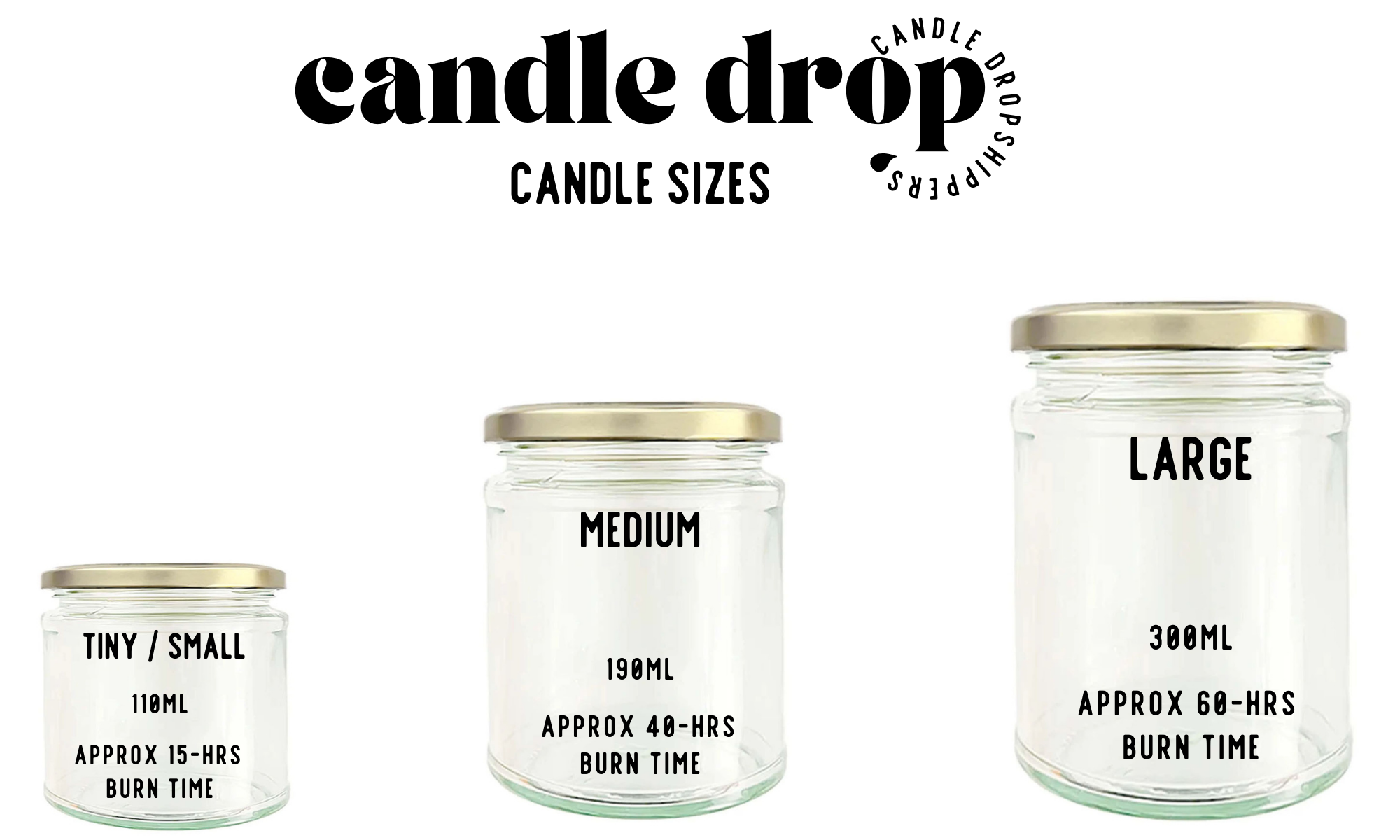 Candle Drop - Wholesale Jar/Filled Candle - Label Style 1 | Wholesale White Label Soy Candle | Clear Jar31