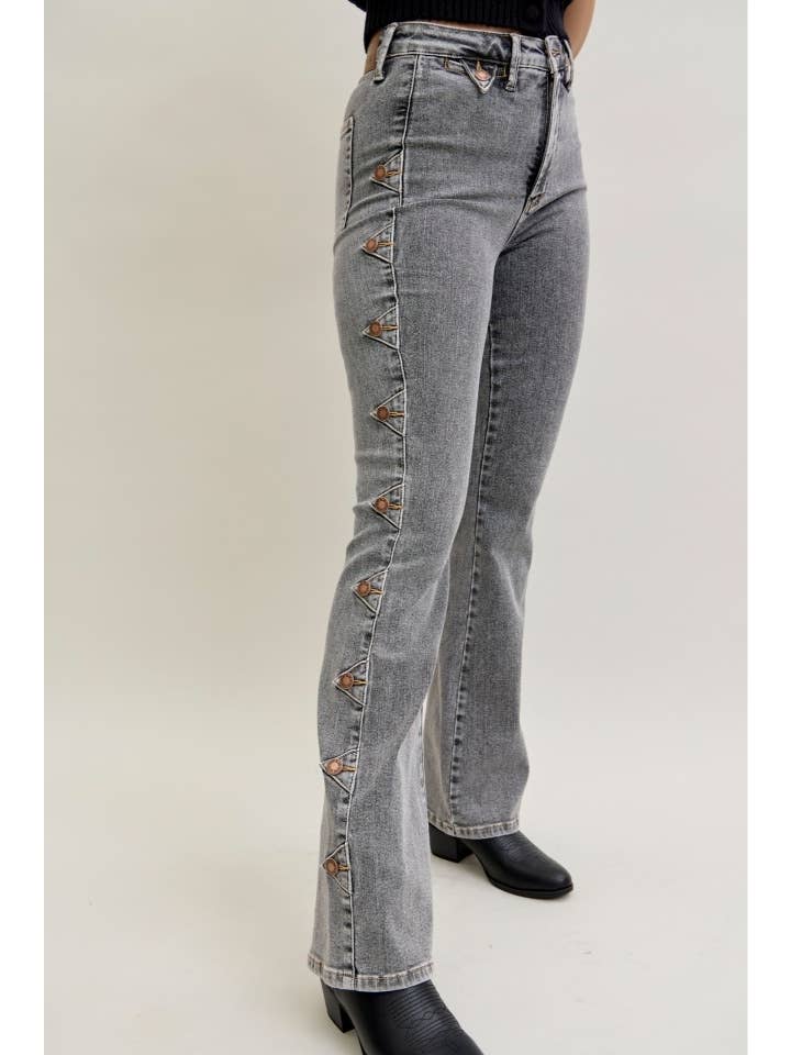 GRY HW Bootcut Western Side Seam & Coin Pkt Detail for wholesale on Faire3