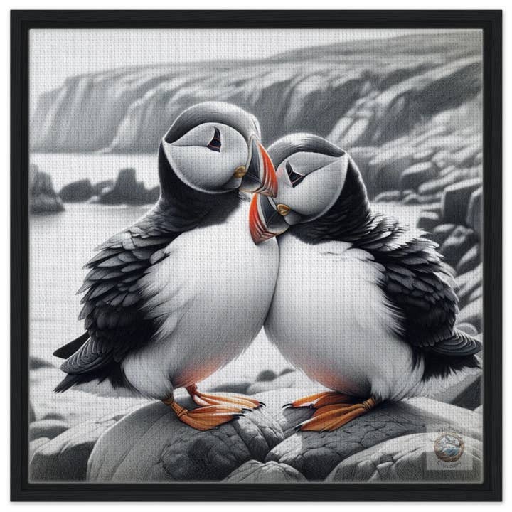 Driftwood Creations - Wholesale Art Print - Newfoundland's Embrace: Puffin Pair on the Coastal Rocks19