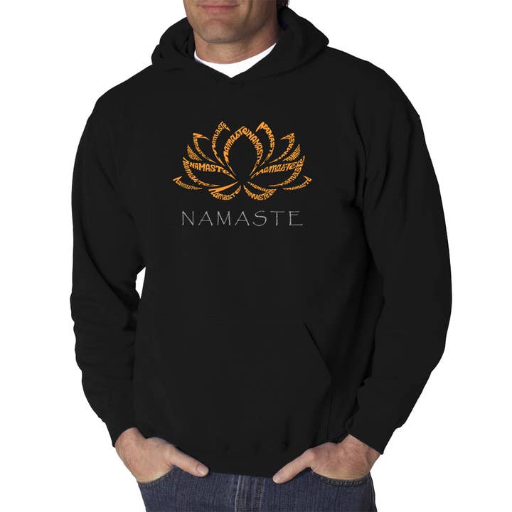 Men's Word Art Hooded Sweatshirt - Namaste for wholesale by LA Pop Art
