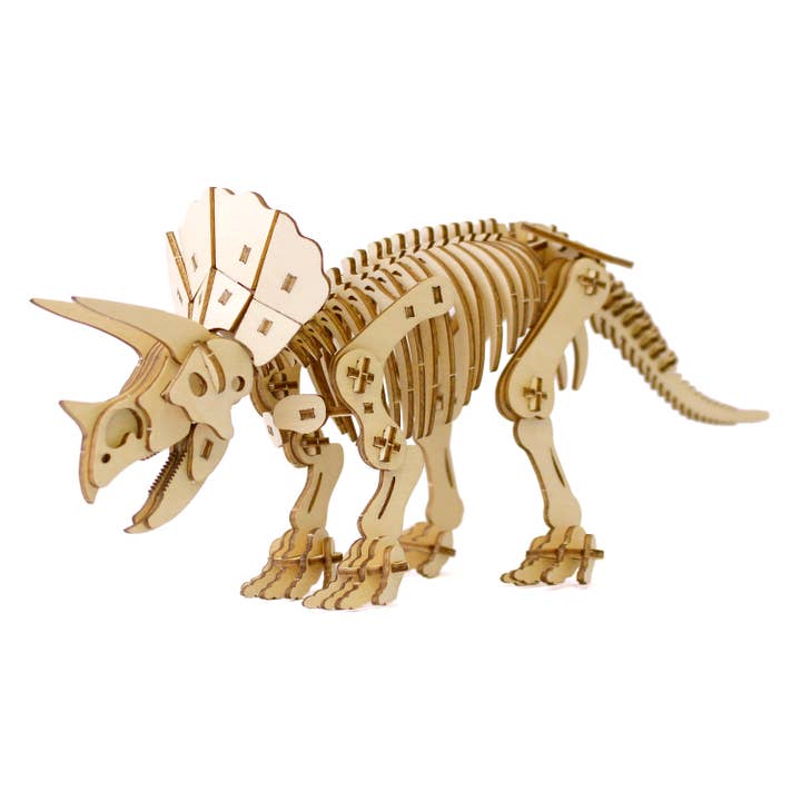 wa-gu-mi Triceratops Wooden 3D Puzzle Kit for wholesale by Magnote