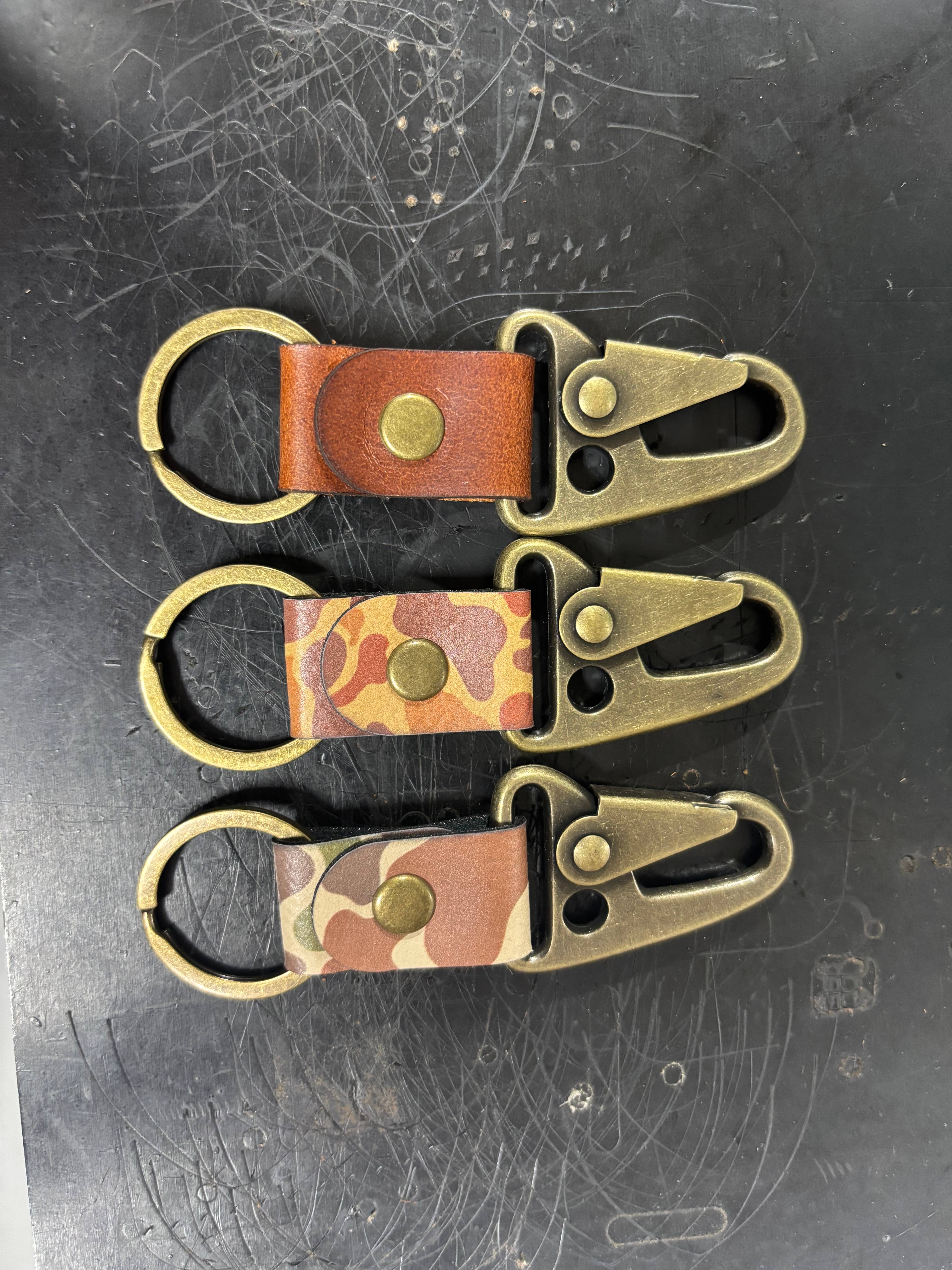Golden Leather Co. - Wholesale Keychain - Men's - Leather/Camo Clip Keychain