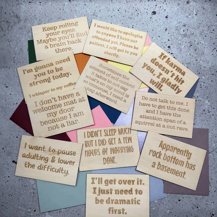 Little Wooden Notes – Set of 24 with Colorful Envelopes for wholesale by Blaze Design Co.