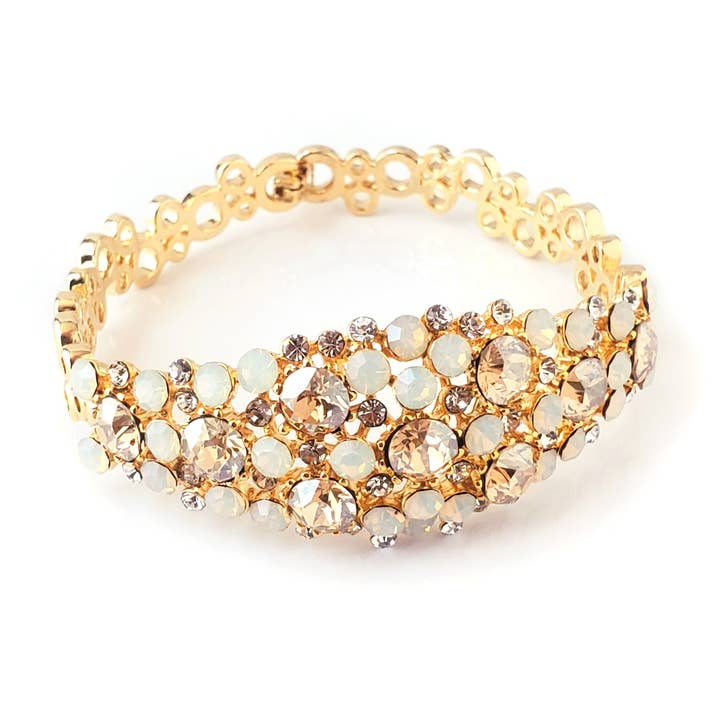 Champagner und Opal Strass Ohrringe oder Armband passendes Set für Abschlussball für den Großhandel von Dalfiya