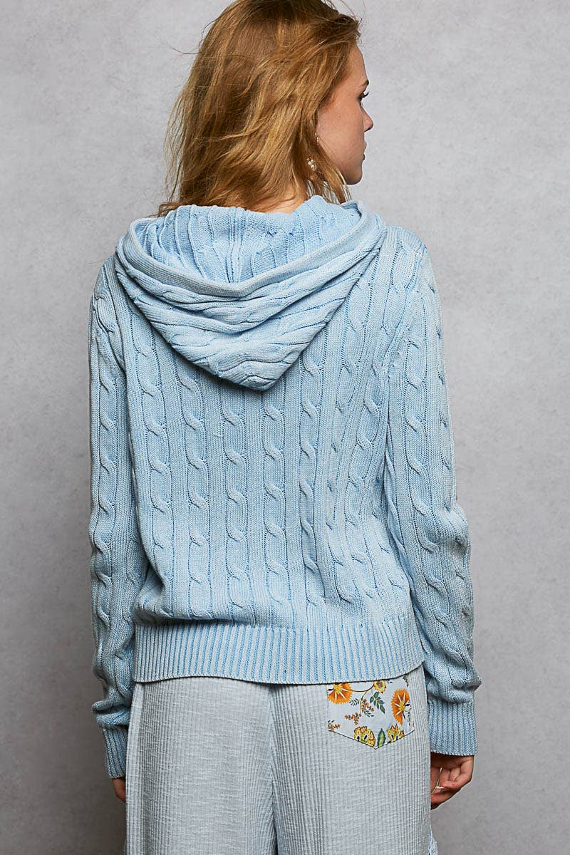 Pol Clothing - Wholesale Hoodie - Women's - Full Sleeve Solid Acrylic Sweater Hoodie Zip Up Knit Top65