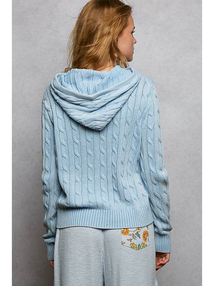 Pol Clothing - Wholesale Hoodie - Women's - Full Sleeve Solid Acrylic Sweater Hoodie Zip Up Knit Top65