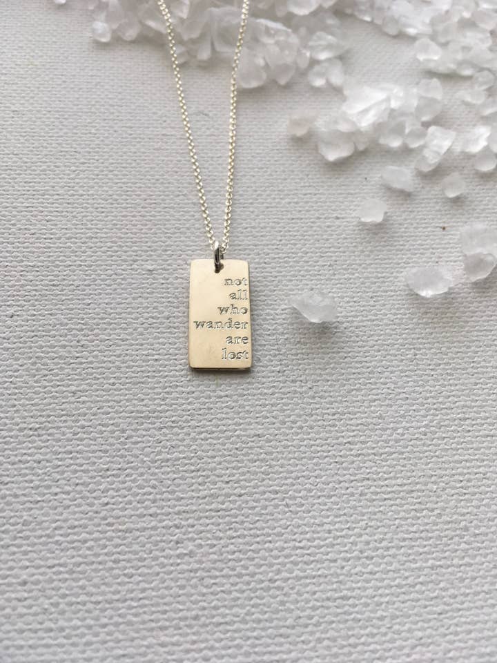 “Not All Who Wander” Whisper Tag Necklace for wholesale by One Life Jewelry