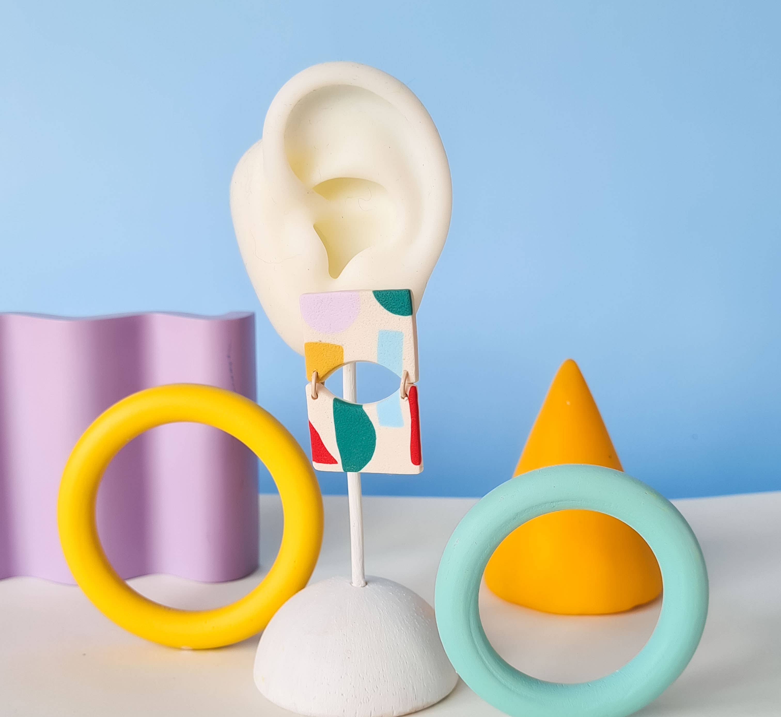 Mono - Wholesale Dangle Earrings - colorful patterned handmade clay earrings in 19 varieties23