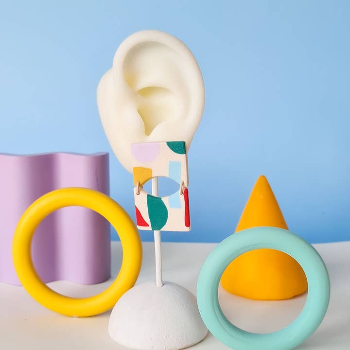 Mono - Wholesale Dangle Earrings - colorful patterned handmade clay earrings in 19 varieties23