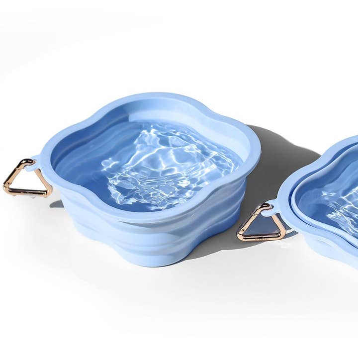 Collapsible Water Bowl Silicone BPA Free | Sky Blue for wholesale by Bop Pop Pets