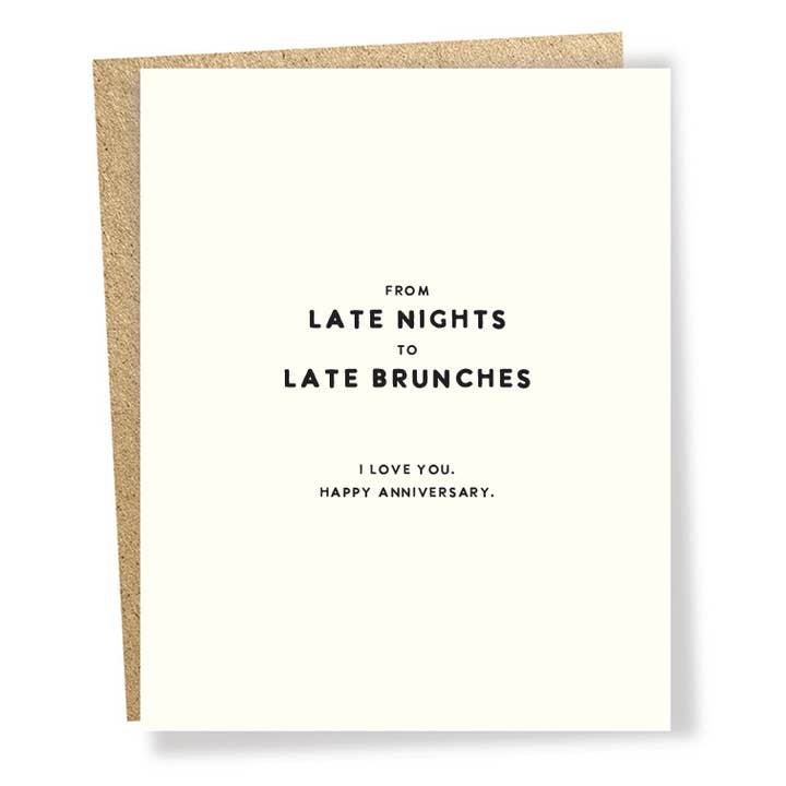 #1704: Late Brunches Anniversary Card for wholesale by Sapling Press