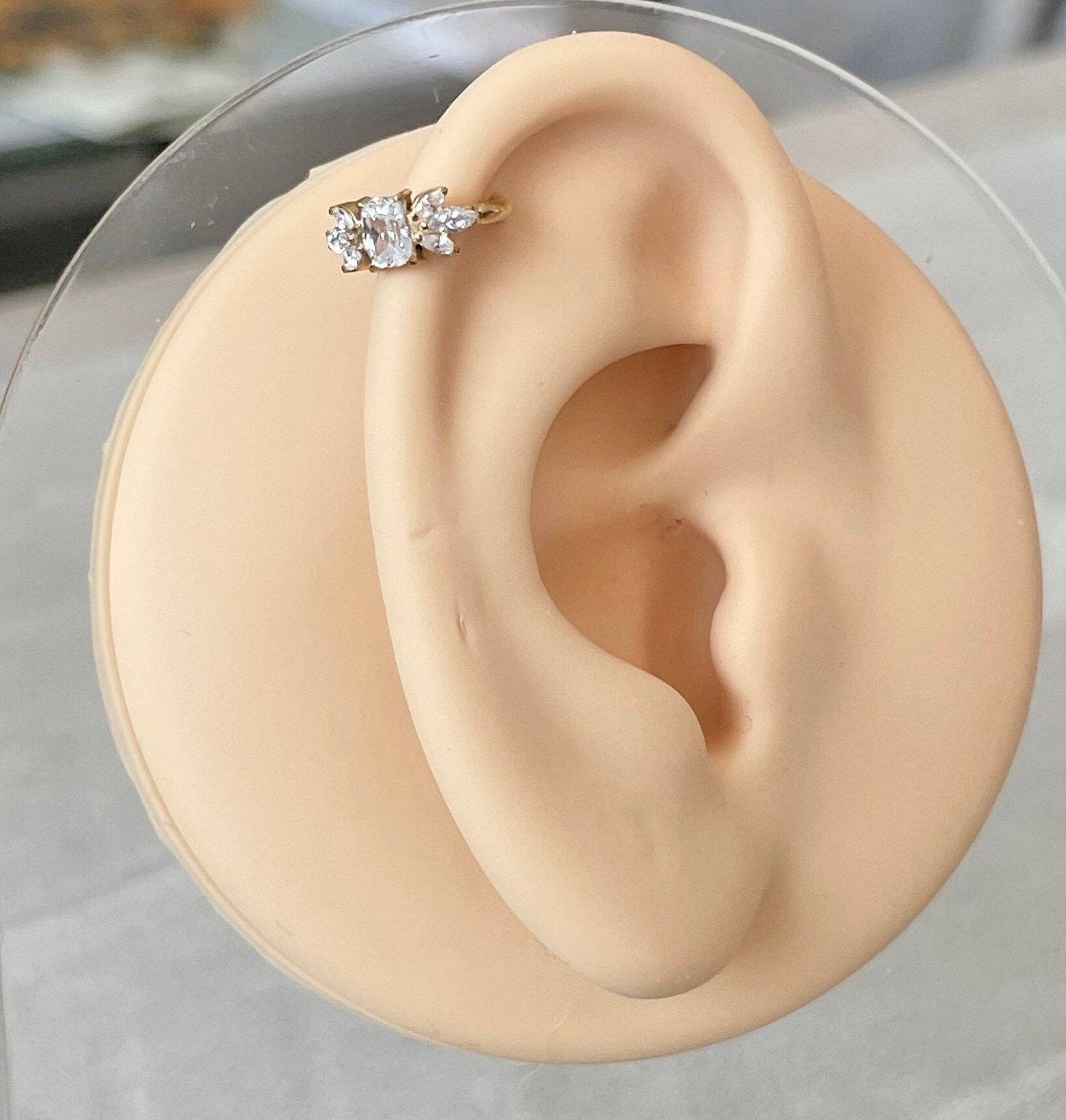 Elara Body Jewelry - Wholesale Single Earring - Gold Helix or Conch Earring (16G | 8mm or 10mm | Titanium | Gold or Silver)5