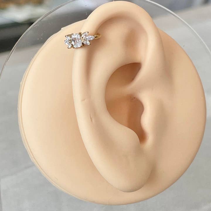 Elara Body Jewelry - Wholesale Single Earring - Gold Helix or Conch Earring (16G | 8mm or 10mm | Titanium | Gold or Silver)5