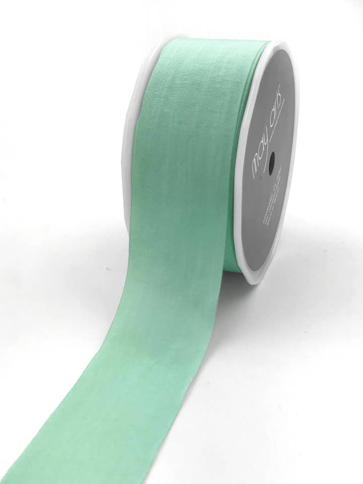 1.5 Inch Robin's Egg Blue Faux Silk Wrinkled Ribbon for wholesale by May Arts Ribbon