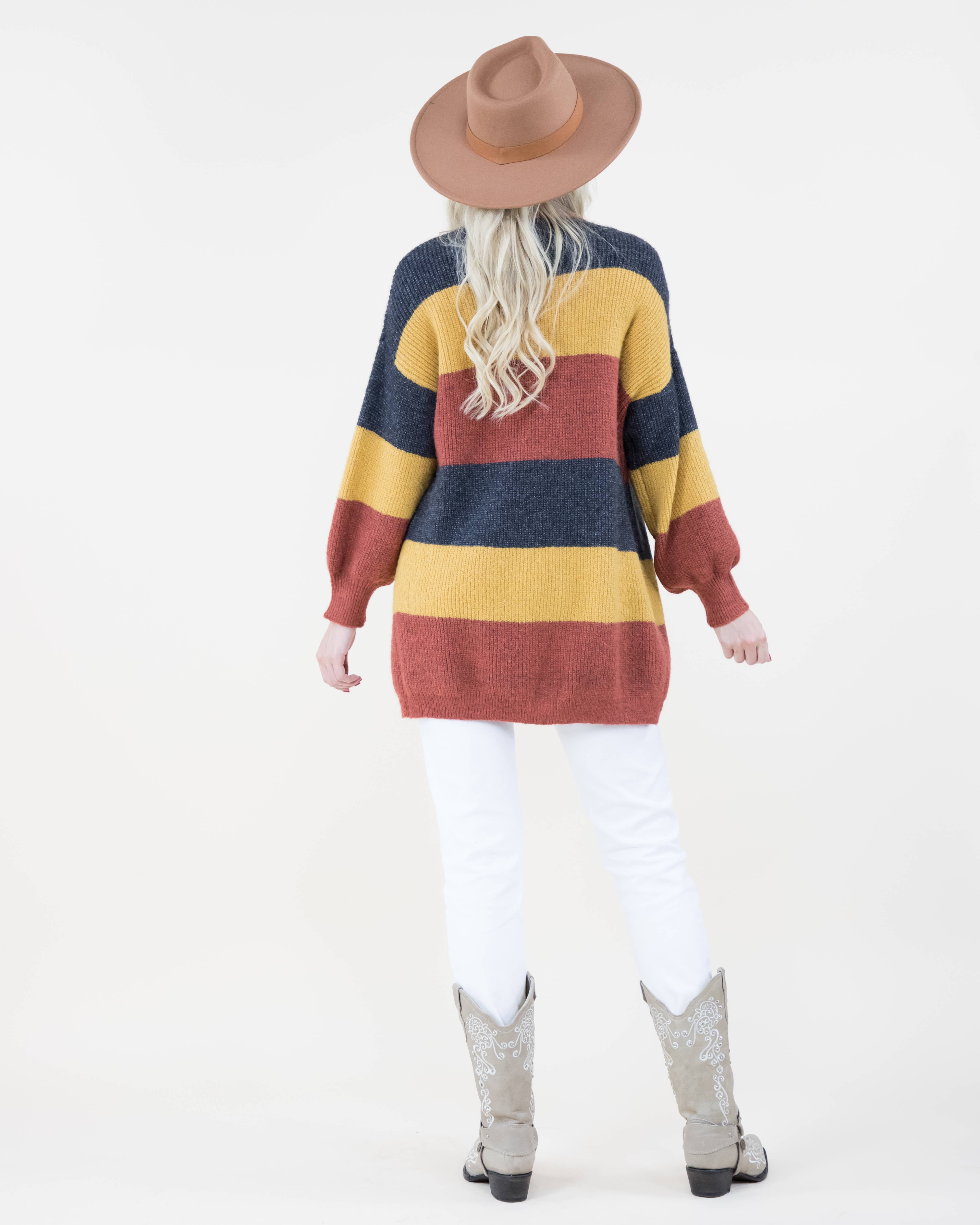 Original USA - Wholesale Cardigan - Women's - Knitted Stripe Cardigan1