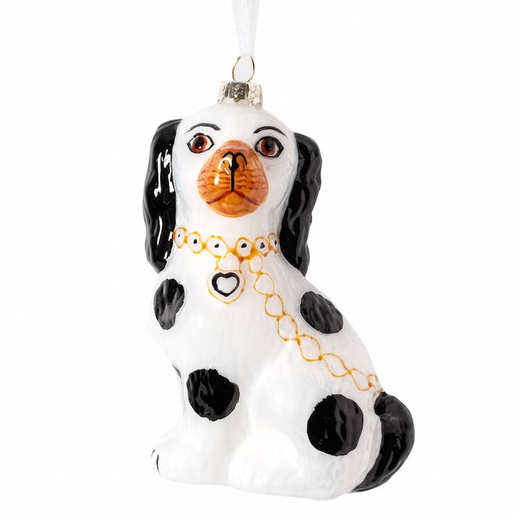 The Enchanted Home - Wholesale Ornament - Black & White Staffordshire Dog Ornament