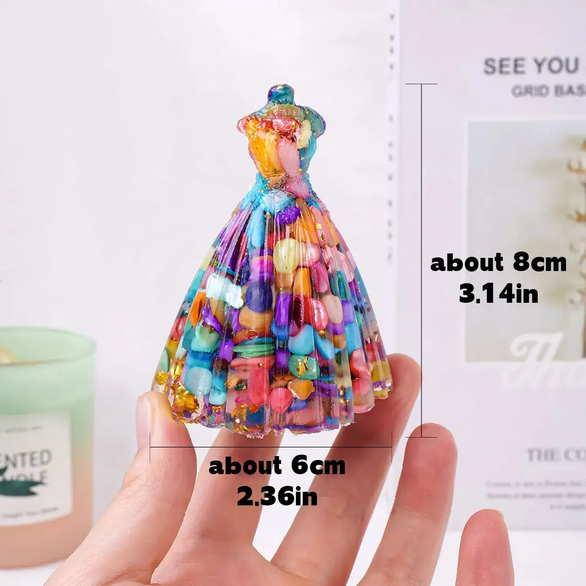 Crystolver (We Cover All Import Fees) - Wholesale Decorative Figurine - Princess Dress Crystal Gravel Statue12