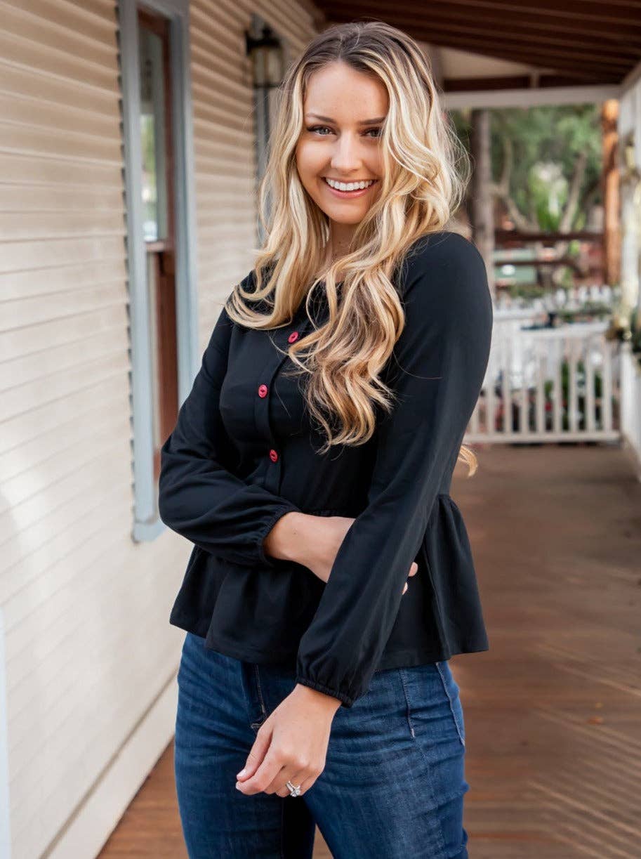 Tickled Teal - Vendita all'ingrosso Camicetta - Donna - Top con peplo Molly Button5