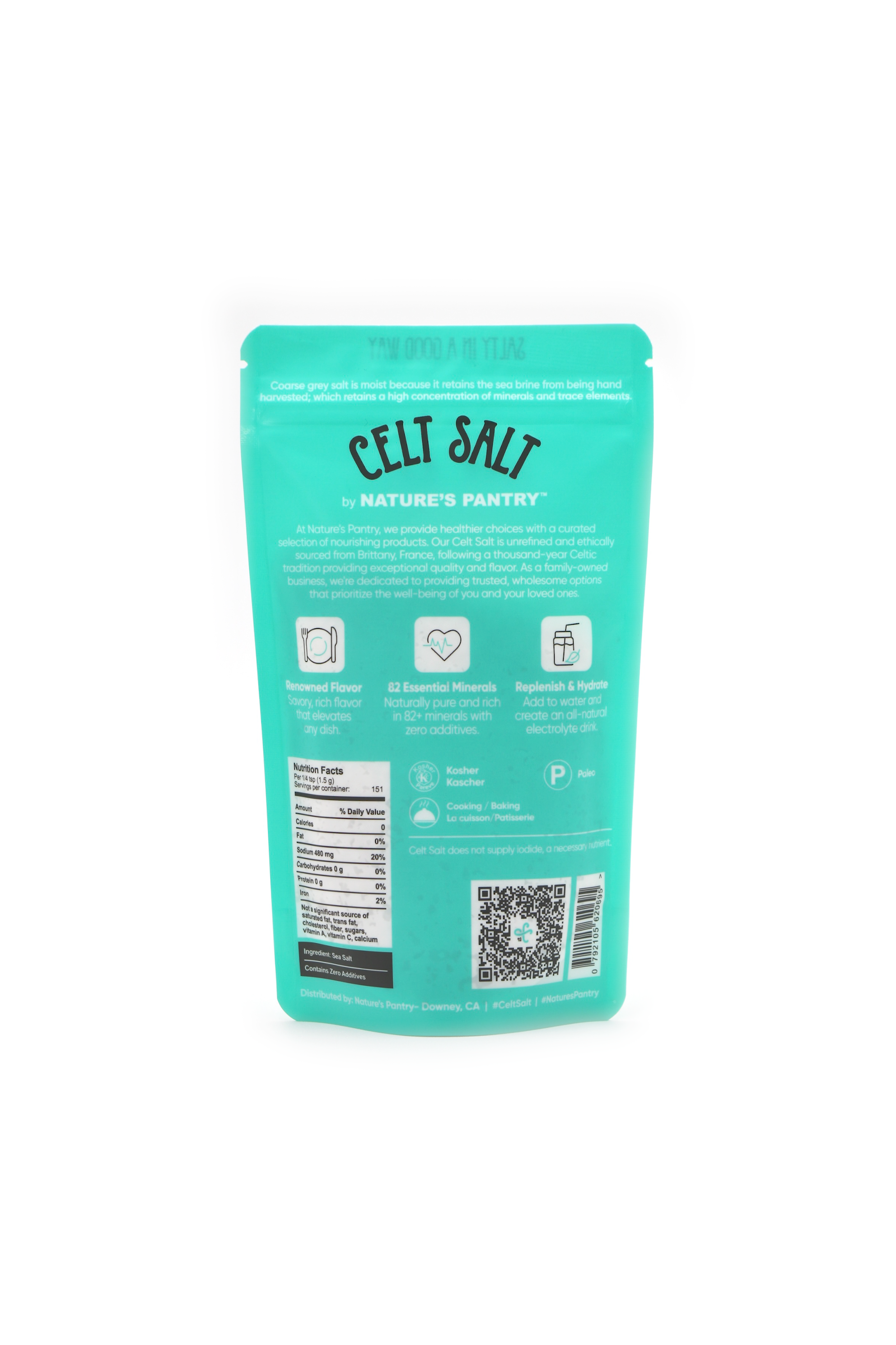 Celt Salt By Nature's Pantry – wholesale Salt – Grovt celtiskt havssalt, ljusgrå, 227 g återförslutbar påse3